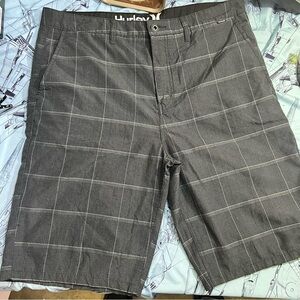 Hurley Men's Charcoal Checkered Shorts